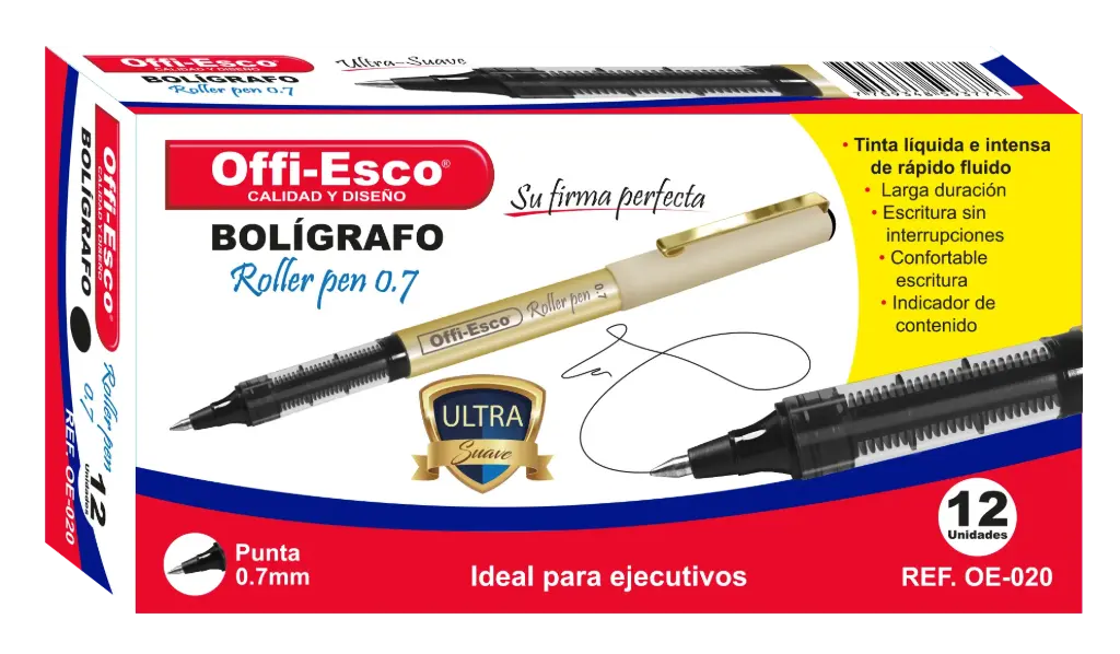 BOLIGRAFO OE-020 ROLLER TINTA/LIQ 0.7 UNID NEGRO (Ine 12)