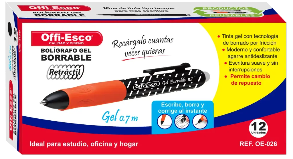 BOLIGRAFO OE-026 RT BORRABLE UNID ROJO (Ine 12)