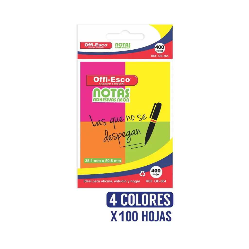 NOTA ADHESIVAS OE-364 NEON PÑA PQ4  P288