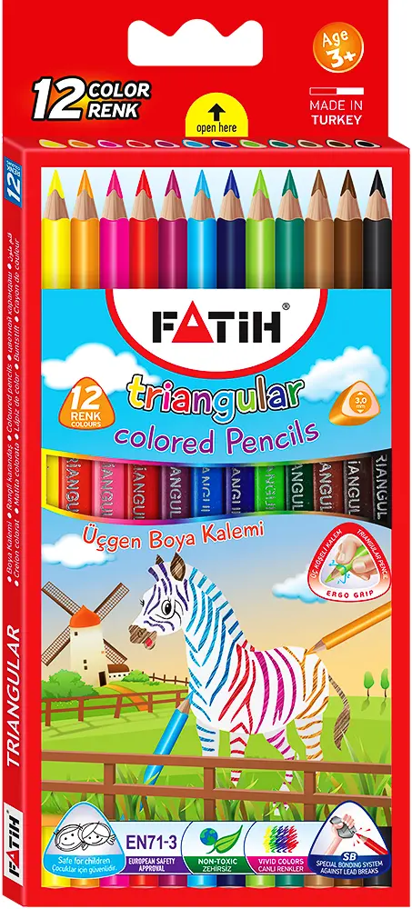 [33490] Crayones triangulares Jumbo Fatih 12 colores (Ine 6-Fa 120)
