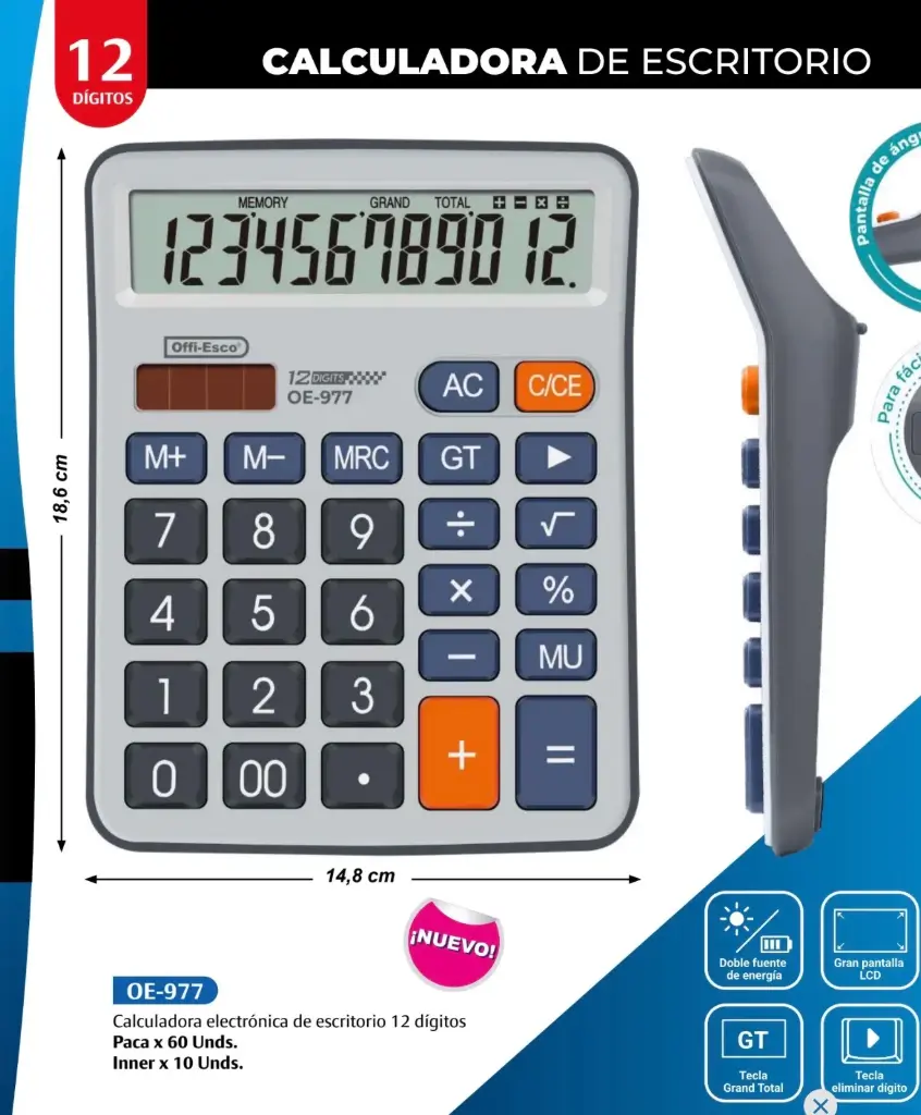 Calculadora electronica de escritorio 12 digitos (Ine 10-Fa60)
